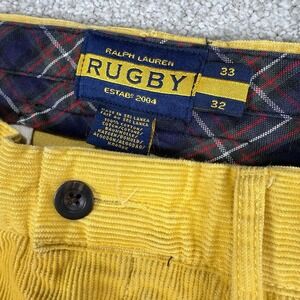 Polo Ralph Lauren Rugby Vintage Mens Corduroy Yellow Cotton Pants‎ 33x32 FLAW